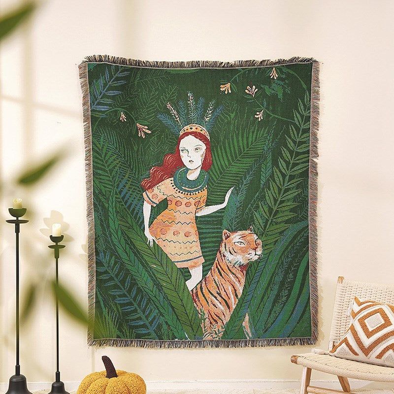 Artistic Sketch Throw Blanket, Camping Blanket, Leisure Blanket, Nap Blanket, Sofa Throw, Picnic Blanket, Bed End Blanket