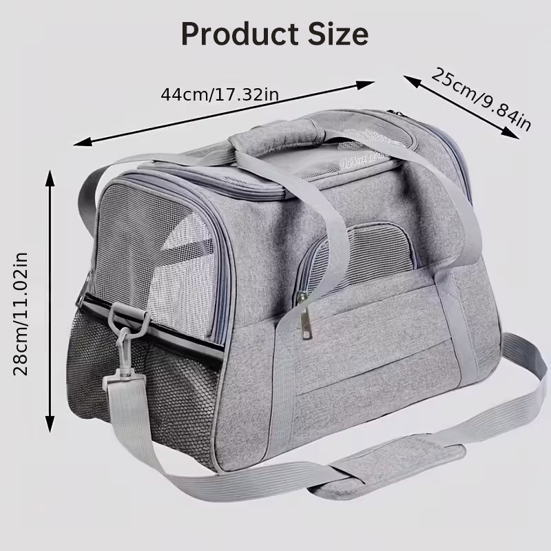 Foldable & Expandable Pet Carrier Bag - Mesh Breathable Cat/Dog Travel Bag, Convertible Crossbody Handbag for Small Pets