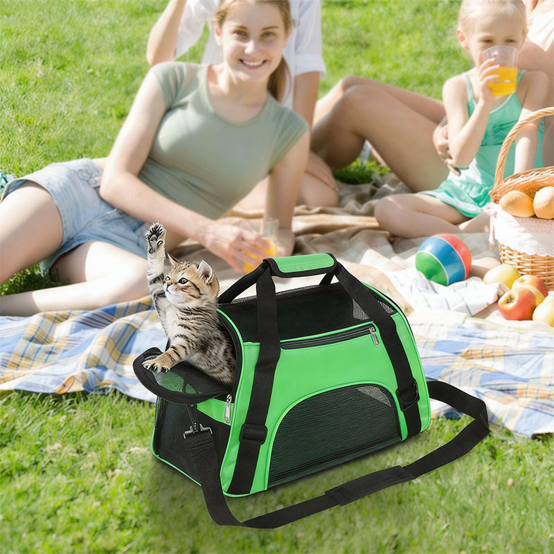 Foldable & Expandable Pet Carrier Bag - Mesh Breathable Cat/Dog Travel Bag, Convertible Crossbody Handbag for Small Pets