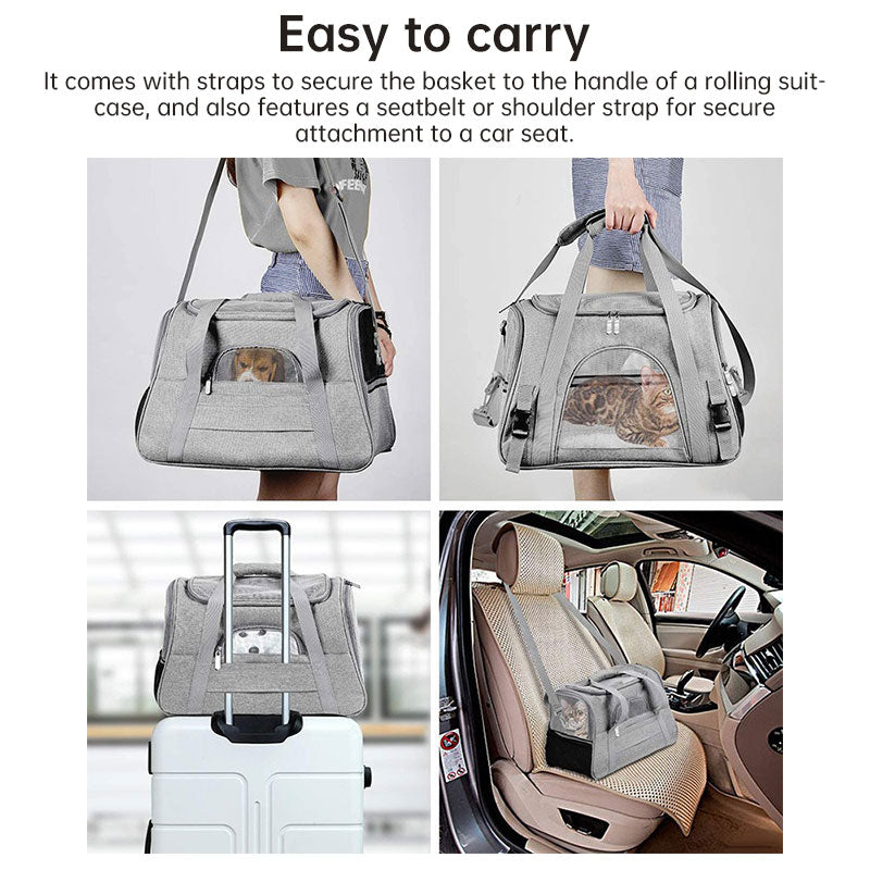 Foldable & Expandable Pet Carrier Bag - Mesh Breathable Cat/Dog Travel Bag, Convertible Crossbody Handbag for Small Pets