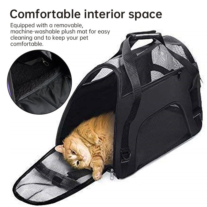 Foldable & Expandable Pet Carrier Bag - Mesh Breathable Cat/Dog Travel Bag, Convertible Crossbody Handbag for Small Pets